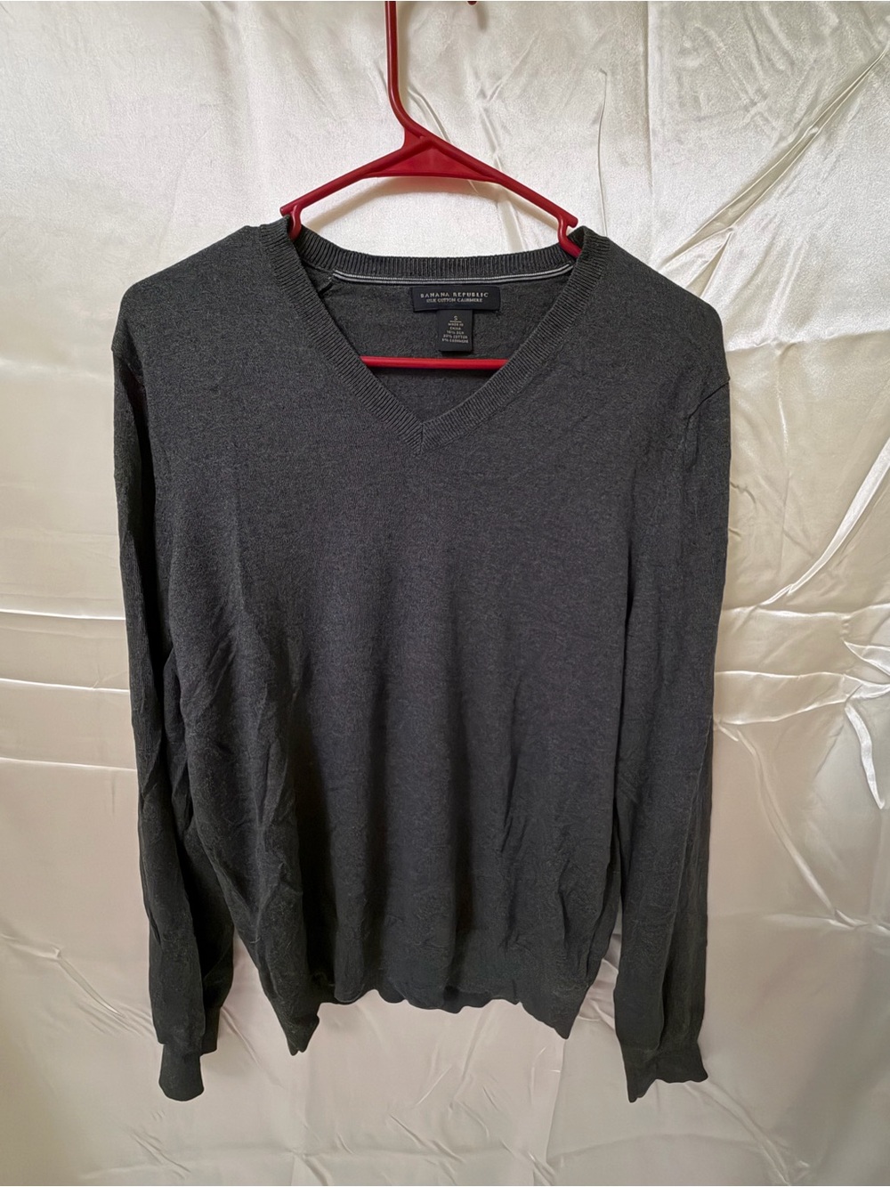 Banana Republic Silk Cotton Cashmere Sweater Women S Charcoal Gray V Neck